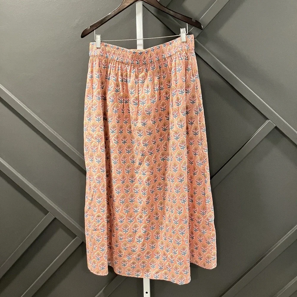 Marea By Liz Joy Floral Print Elastic Waist Maxi Skirt Orange Womens Size XL